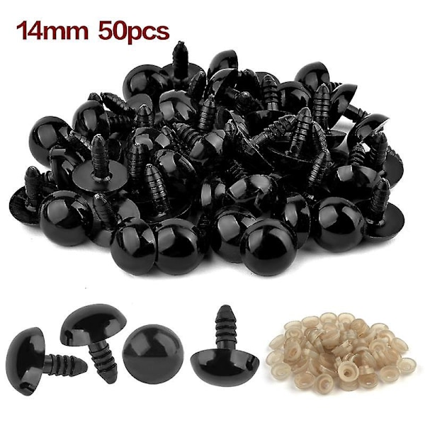 50/100 kpl 5-20 mm mustat muoviset turvallisuus silmät leluille Amigurumi DIY-sarja käsityö Nallekarhu lelusilmä nukkekoristelu tarvikkeet 14mm-50pcs