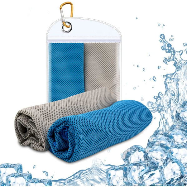 2Pcs Cooling Towel, Cool Cold Towel for Neck, Microfibre Sweat Towel, Soft Breathable Chilly Towel for Yoga, Golf, Gym, Camping
