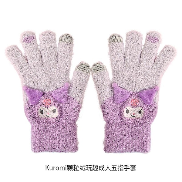 Kawaii Kuromi My Melody Cinnamoroll Lämpimät Hanskat Naiset Talvi Sanrioed Anime Piirretty Plussi Neulotu Hanskat 1