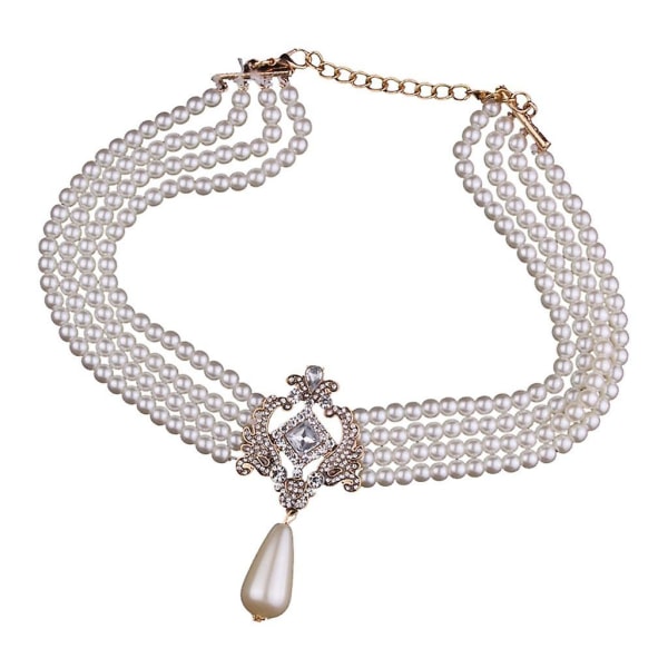 Fashion Luxury Simulated Pearl Multi Strand 4 Layers Choker Dressy Bib Halsband Elegant Lady Jewelry