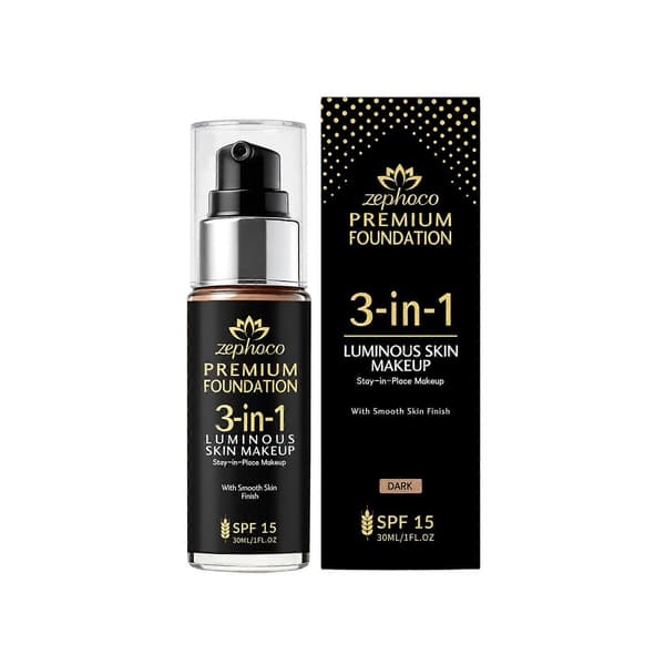3-i-1 långvarig foundation, naturlig lätt basmakeup (30 ml) 1pc