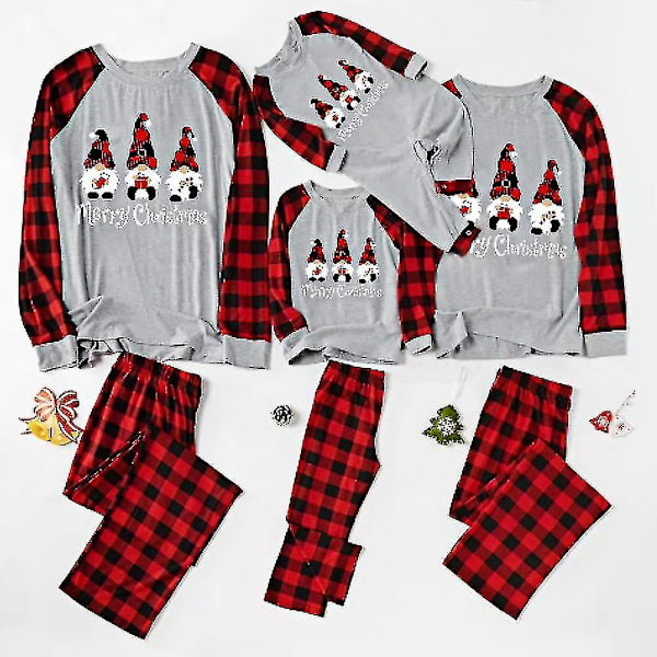 Julrutig familjeset röda pyjamas set vuxna barn baby jul body kläder sovpj Loungehear_p