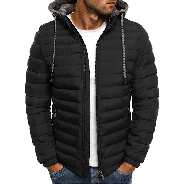 Mænds løs bomuldsjakke, tykkere bomuldsfrakke Negro 2XL