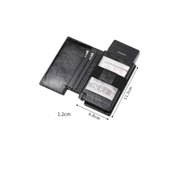 Herr - musta korttikotelo, jossa on Anti Hacking RFID Bifold -nahkalompakko