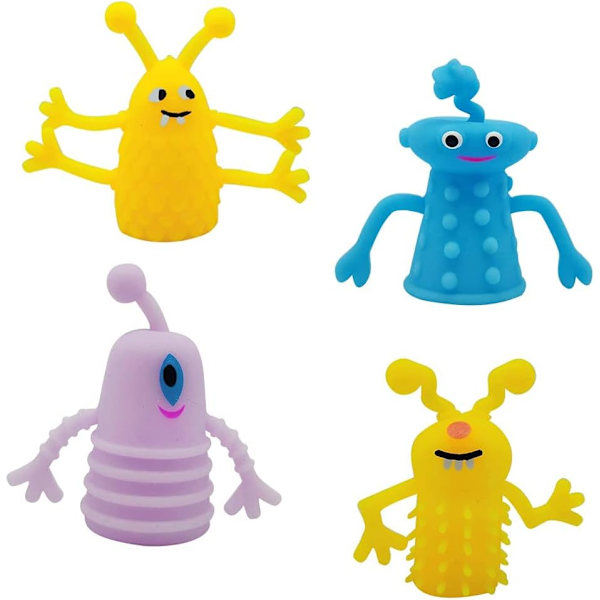 Monster Fingerdukker, Monster Strækbare Fingerdukker Fidget Legetøj, Bløde Gummi Fingerdukke Legetøj (8 stk./Tilfældig Farve)