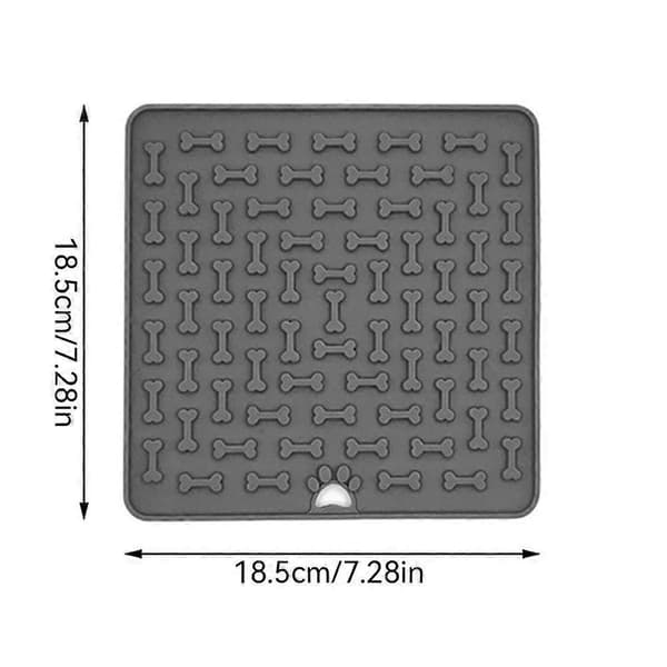 Långsam matningsmatta för husdjur - Benlabyrint Anti-Gulp Silikon Slickplatta Gray licking mat