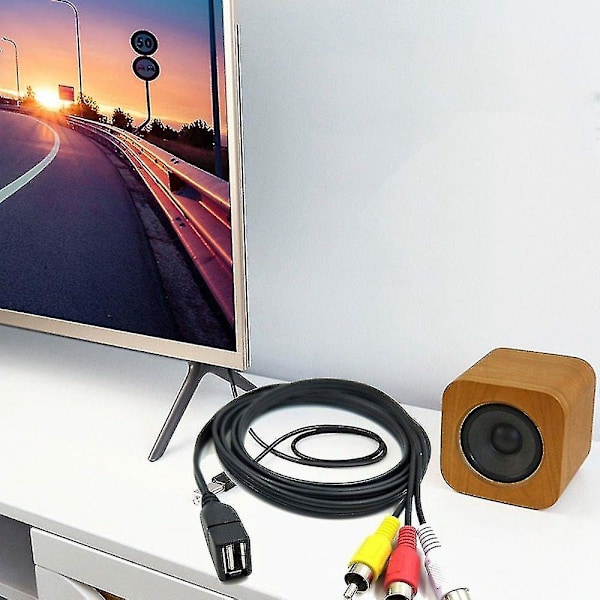 1,5 m:n USB A - naar 3 RCA Phono AV -kaapeli, johto, PC, TV, Aux, ääni, video, sovitin -n1666