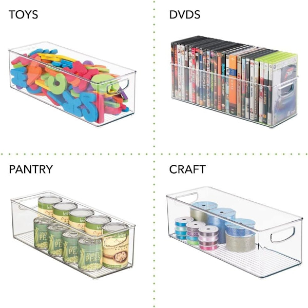 2-pack Clear Storage Box for Refrigerator - Kitchen Storage Box with Handle 25 x 10 x 7.5 cm