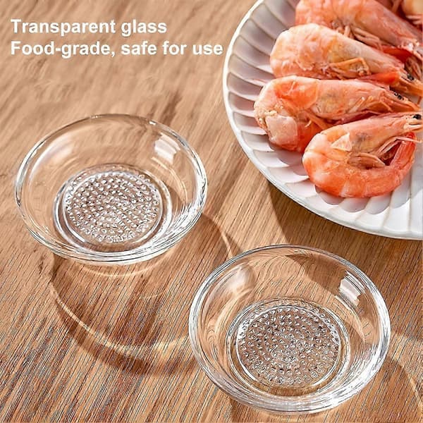 Multifunktionel Glas Hvidløg Ingefærkværn, Ingen Metalklinger Kompakt Køkkenredskab til Kværning Blanding Servering, Ideel til Saucer Dips Marinader, 9.8c 2pcs