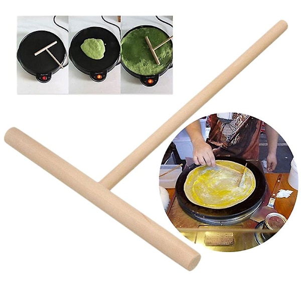 Wooden Rake Round Batter Pancake Crepe Spreader Kitchen Tool Kit Diy