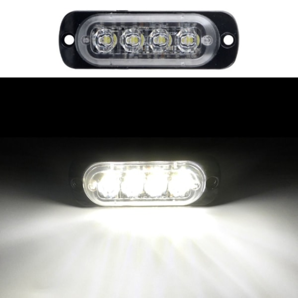4 Strobe blinkende varsellys HVIT 4 STK 4 STK Hvit White 4Pcs-4Pcs