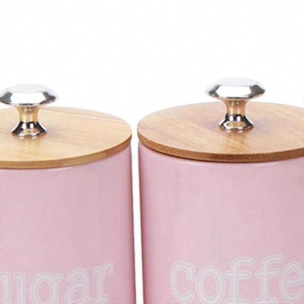 3-pack lufttäta köksbehållare för matförvaring, kaffe, socker, mjöl Pink