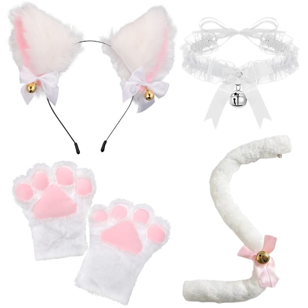 Söta tecknade katt cosplay rekvisita kattunge öron pannband kattklo handskar katt svans tillbehör söt kostym 5#
