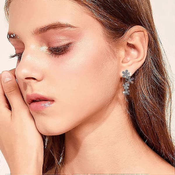 Delikate bøyleøreringer Blomster Dingle Statement Øredobber Blomsterlappeteppe Øredobber Boho Dråpeøreringer Statement Stud Øredobber for kvinner Jenter Bursdagsgave