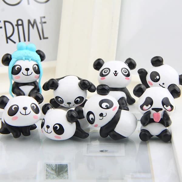 8-pak Mini Panda Tegneseriefigur Mini Kageform Tilbehør Landskab, A