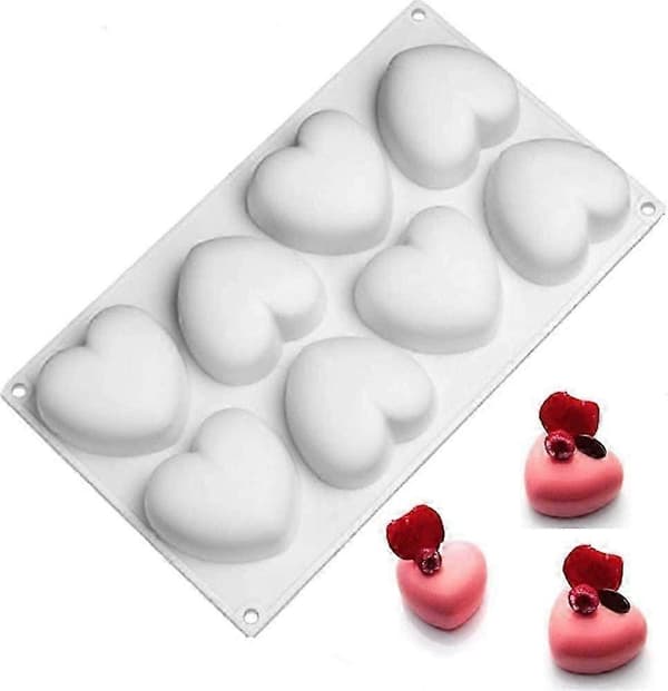 3D hjerteformet silikonform med 8 hulrom for vakre moussekaker og desserter