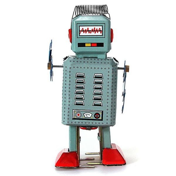 Vintage mekanisk urværk Wind Up Toys Walking Radar Robot Tin Legetøj