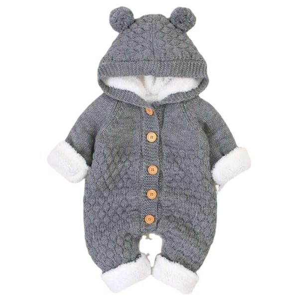 Nyfødt Babytøj Hættetrøje Cardigan Mode Spædbarn Toddler Tøj Efterår Vinter gray 9M 73