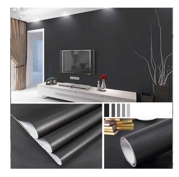 40cm*2m Tyk selvklæbende PVC mat sort tapet boble Fr
