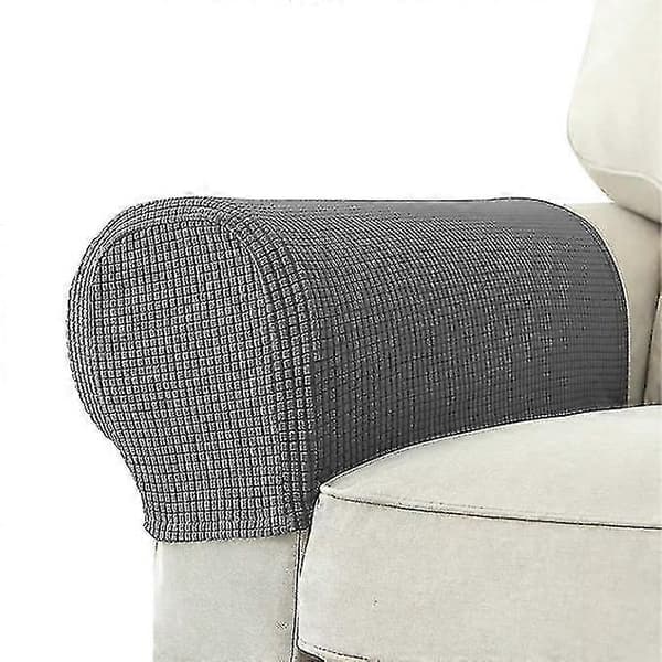 2-pack Stretch Armrest Covers Spandex Jacquard Arm Protectors Soft and Elastic Covers for Chairs Sofas Armchairs Recliner Sofa dark grey
