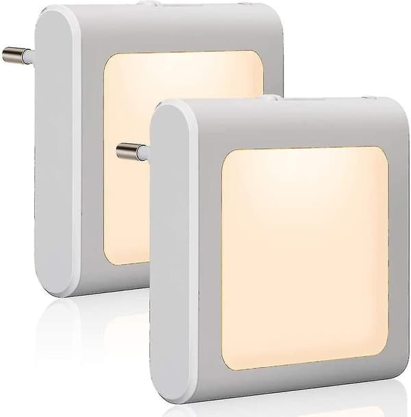 Nattlampe med skumringssensor, 2-pakning, perfekt for barn