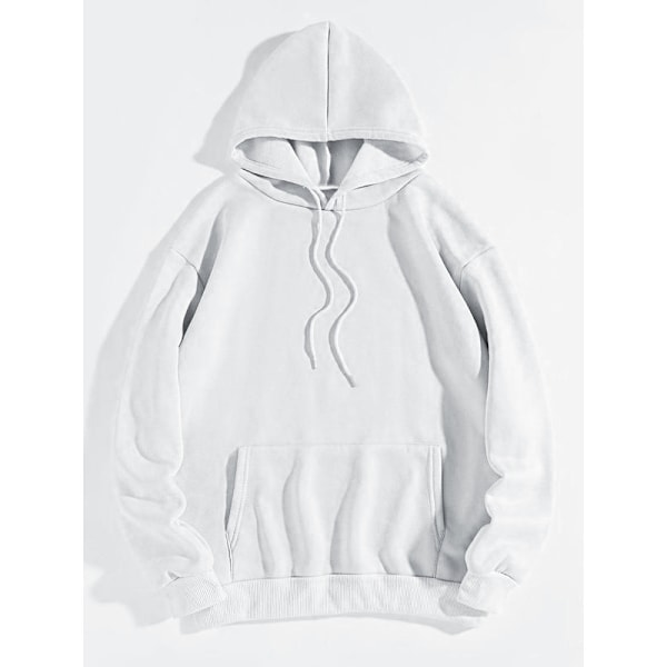 Dame Oversized Sweatshirt med Minimalistisk Design - Løstsiddende Trøje med Hætte Blanco 4XL