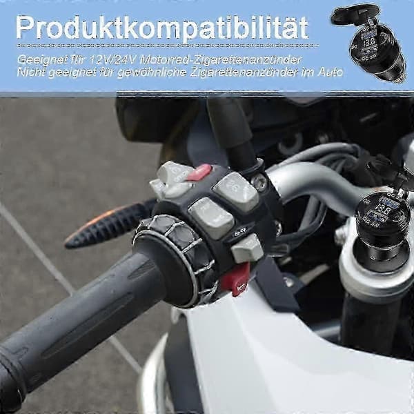 Motorcykel cigarettænder USB-stik opladeradapter QC 3.0 dobbeltstik