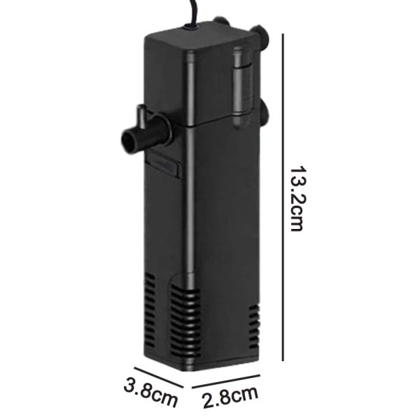 Akvarium hörnfilter, internt filter med akvariepump, 600L