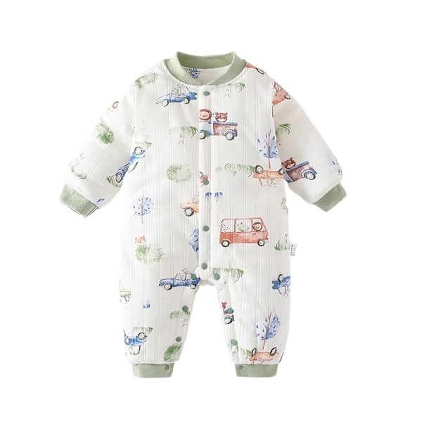 Høst- og vinterklær, babyjumpsuit, ren bomull, varm bomullsforet jakke for høst og vinter verde 90CM