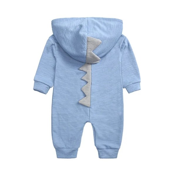 Baby Dinosaur Hettegenser i Bomullsstoff - Lang Ermet Jumpsuit Azul 73