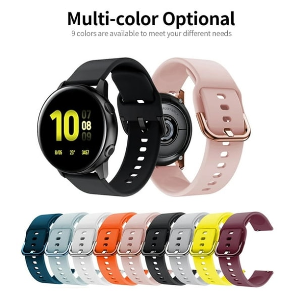 Utskiftbar silikon klokkerem 20 mm spenne klokkerem klokkerem kompatibel med Galaxy Watch Active2 Black