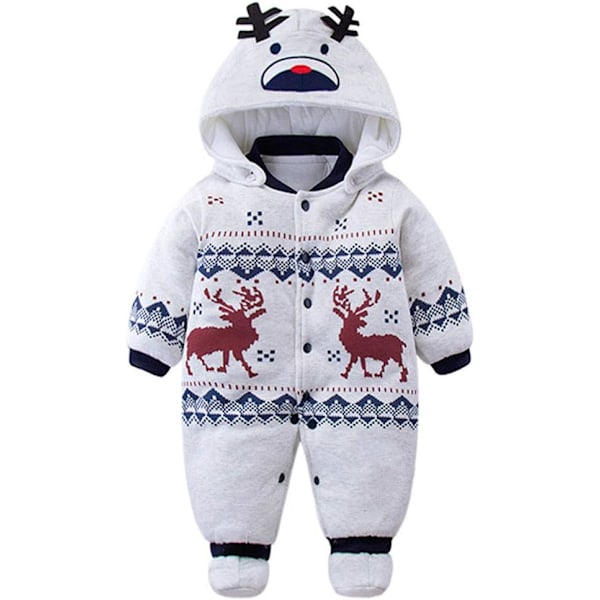 Baby Piger Drenge Romper Nyfødt Tyk Snebukser Efterår Vinter Spædbarn Jumpsuits Outfit 6 Måneder Vine White 80