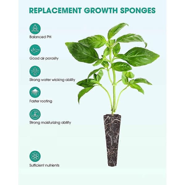 50-pack Growing Sponges, Replacement Roots for Seed Pods, Refill Pods for Hydroponic Indoor Growing