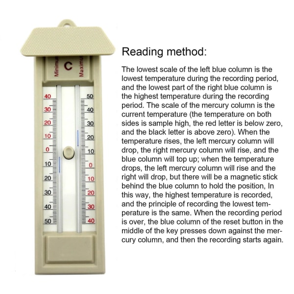 -40 Til 50 Drivhus Maks-min Press Termometer Hjem Temperatur Monitor Tool Au