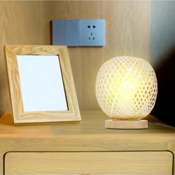 Bamburottinki pöytälamppu japanilaistyylinen yöpöytälamppu pöytälamppu Makuuhuoneen tee-se-koriste EU-pistoke