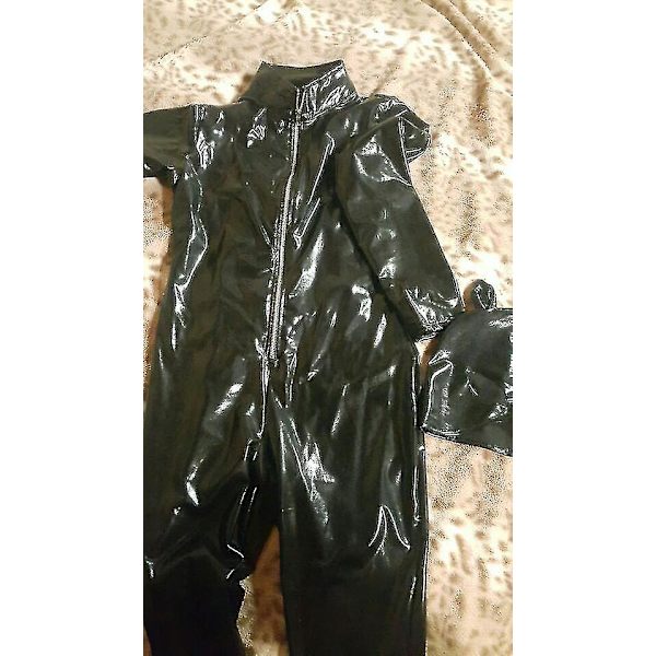 Sexig Wetlook Läder Katt Kvinnor Jumpsuit Med Halv Ansikte Katt Mask Halloween Cosplay Bodysuit Kostymer För Förklädnad Kvinna XL
