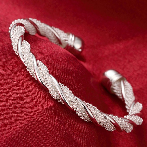 925 Silver Fasetterat Nätarmband Enkel Slät Armband Dam Smycken Present