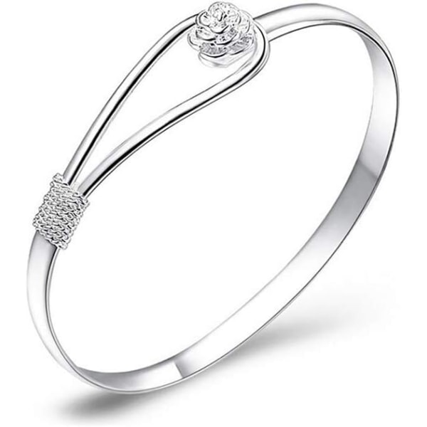 Sølvarmbånd Elegant Clip-On knap Dame Sølv Armbånd Blomsterdesign Sølv Charm Armbånd Armbånd Klassisk armbånd smykker (925 forgyldt sølv)