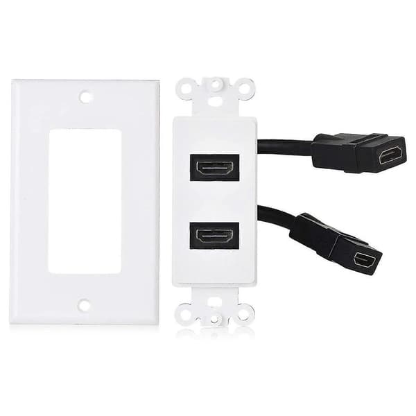2-pack 2-portars -kompatibel väggplatta i vitt (4K UHD, ARC och Ethernet Pass-Thru-stöd)
