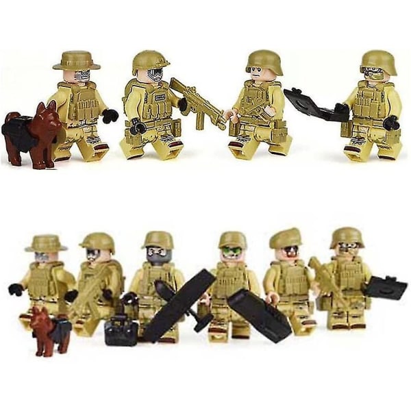 12st minifigurer byggsats, militära byggklossar set, armé soldat leksaker vapen vapen figurer