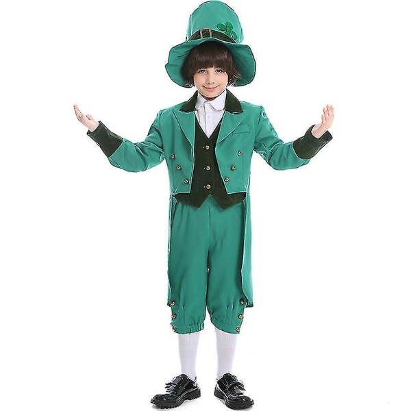 St. Patrick Costume Green Leprechauns Cosplay Karnevalskostyme For voksne Barn Høy kvalitet Child S