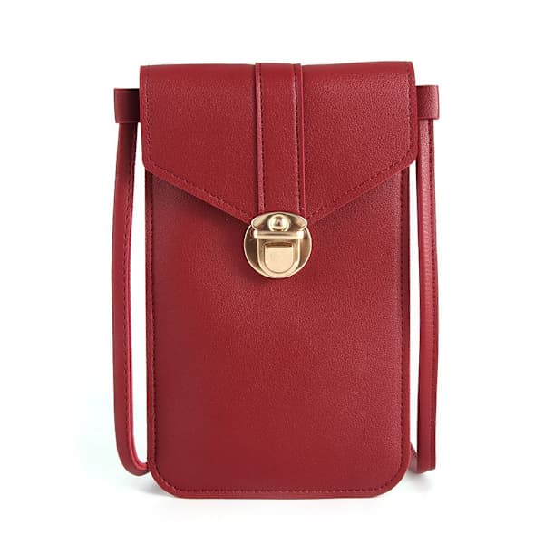 Mobilväska pekskärm Retro spänne RÖD röd red