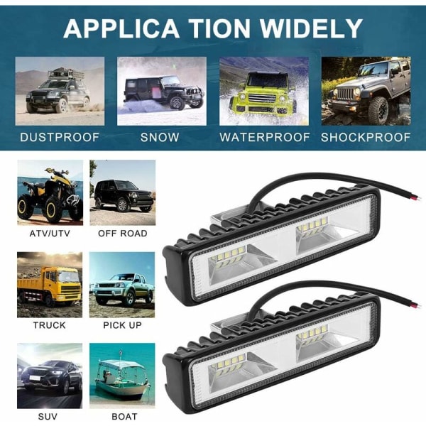 2 STK LED arbeidslys, LED arbeidsstang for kjøretøy Båt Lastebil Bil SUV ATV 48W 12-30V