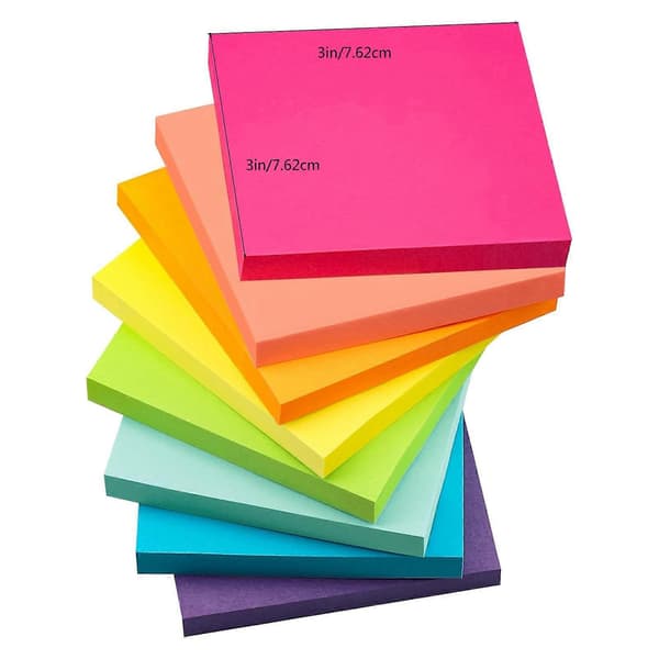 8 stk. farvede sticky notes blank/linjeret sticky note-blok 3x3 tommer lommememoblok selvklæbende notepapir 50 ark/blok horizontal line