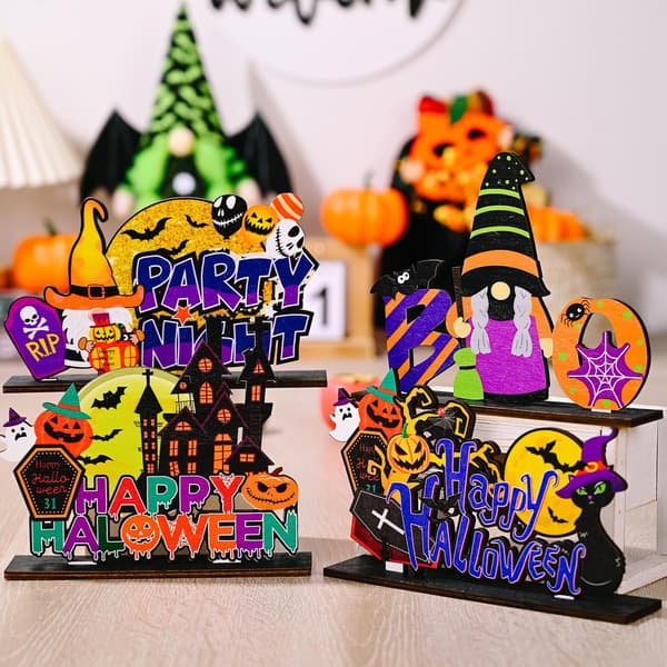 Set med 6 Halloween träprydnader träprydnader idéer trädisplay heminredning