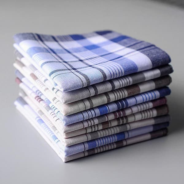 12x Herrhanddukar Tyg 100% Bomull Storlek 38*38 Cm