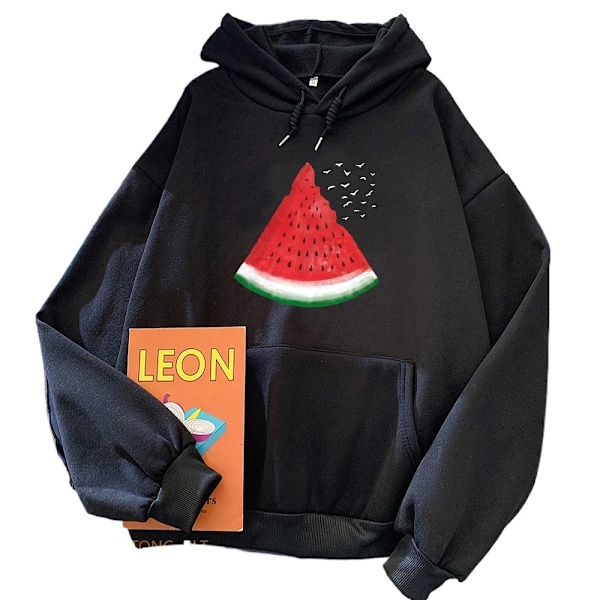 Hoodies för män och kvinnor, långärmade avslappnade kläder med Palestina vattenmelon grafisk tryck black M