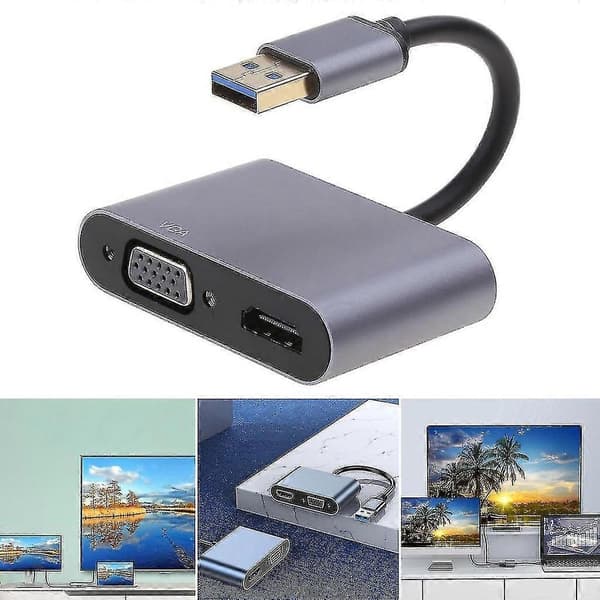 USB til HDMI-adapter USB 3.0 til HDMI VGA 1080p Videografikkabel Conve