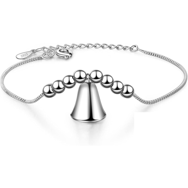 925 Sterling hopea helmi rannekorut, söpö pieni kello rannekoru naisille lahjaksi