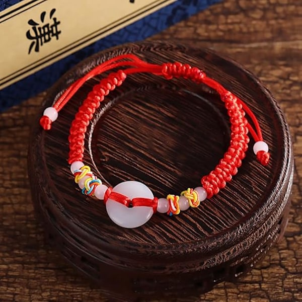 Damer armband, Röd Tråd Flätad Armband